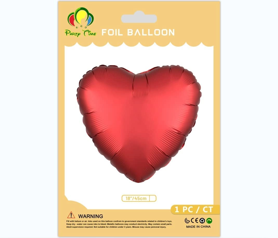 Heart Foil Balloon - 1-Piece Valentines