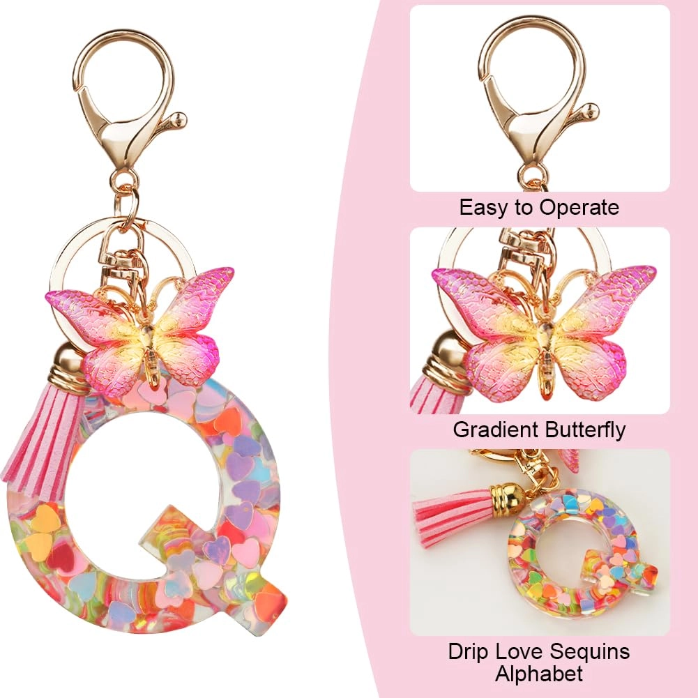 Initial Letter Keychain - Butterfly