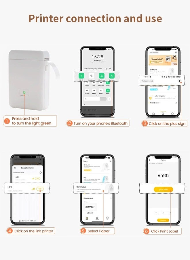 Portable Bluetooth Label Maker - Thermal Printing 12mm
