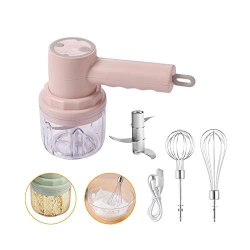 Mini Food Processors & Choppers - 3 In 1 USB Rechargeable Pink