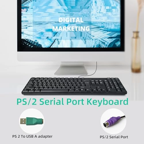 PS2 104 Keys Computer Keyboard - US Wired