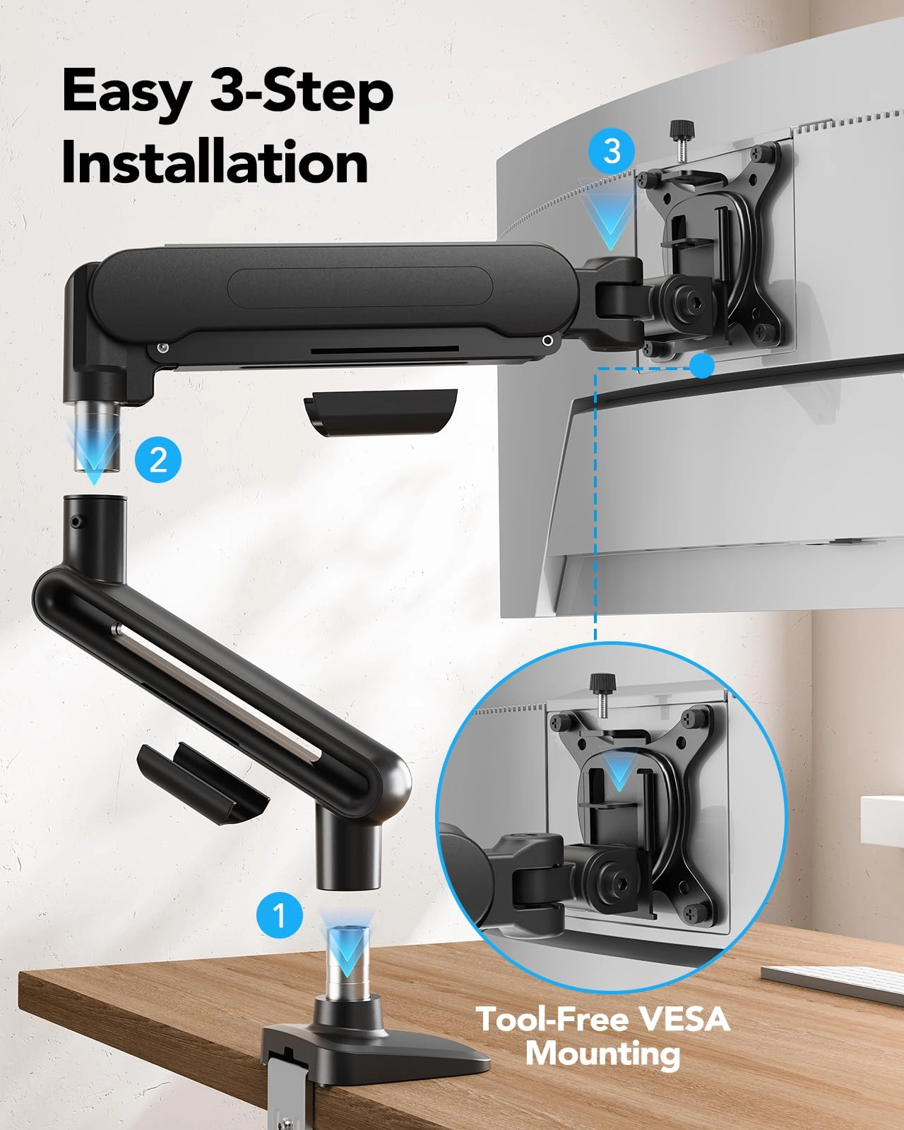 Ultrawide Monitor Arm - Single 13 â€“ 40" 75x75mm/100x100mm