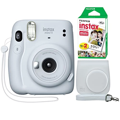Instax Mini 11 - Ice White + MiniMate Custom Case + Instax Film - 20 Sheets