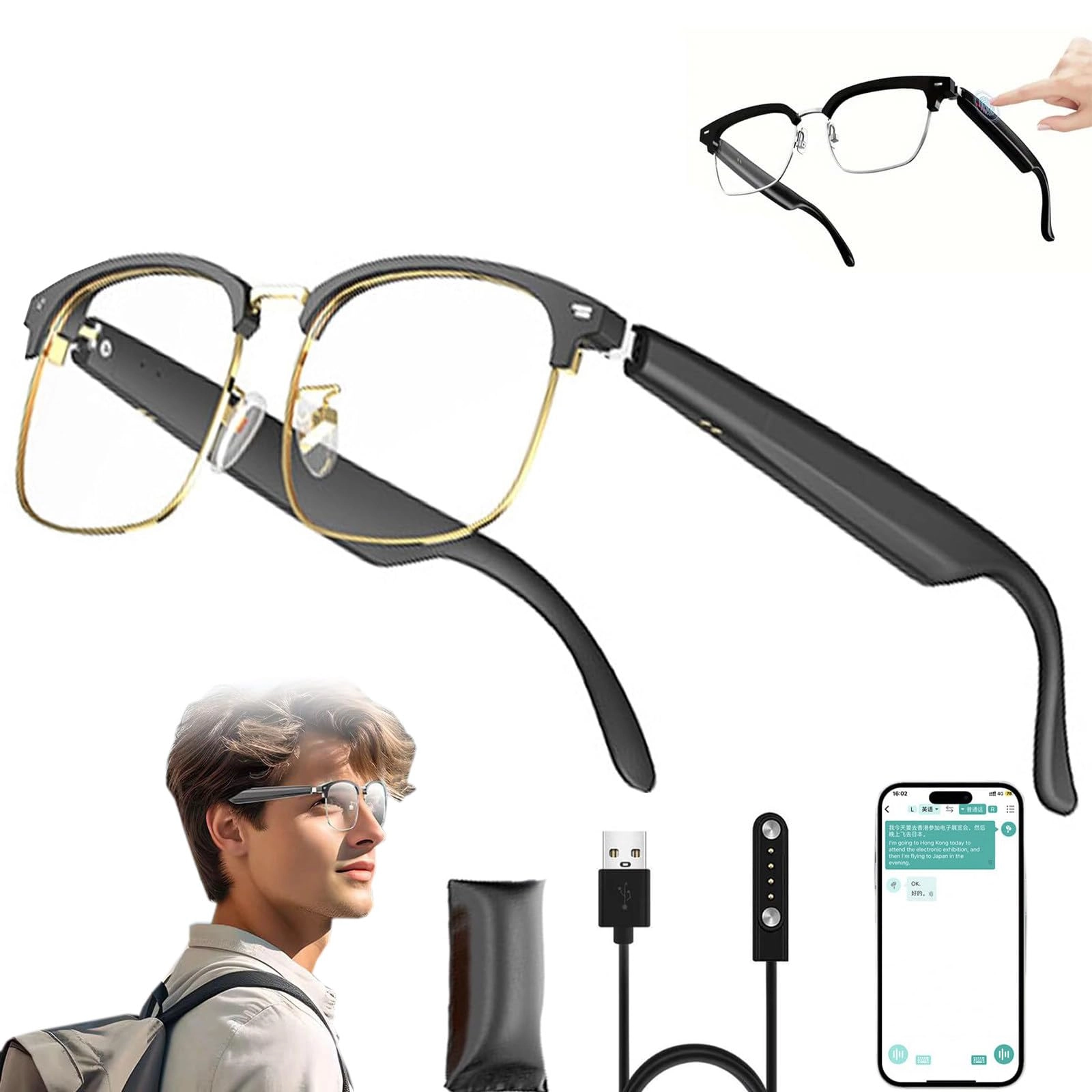 KFGISD Smart Bluetooth Glasses - Bluetooth 5.3 AI Voice Assistant