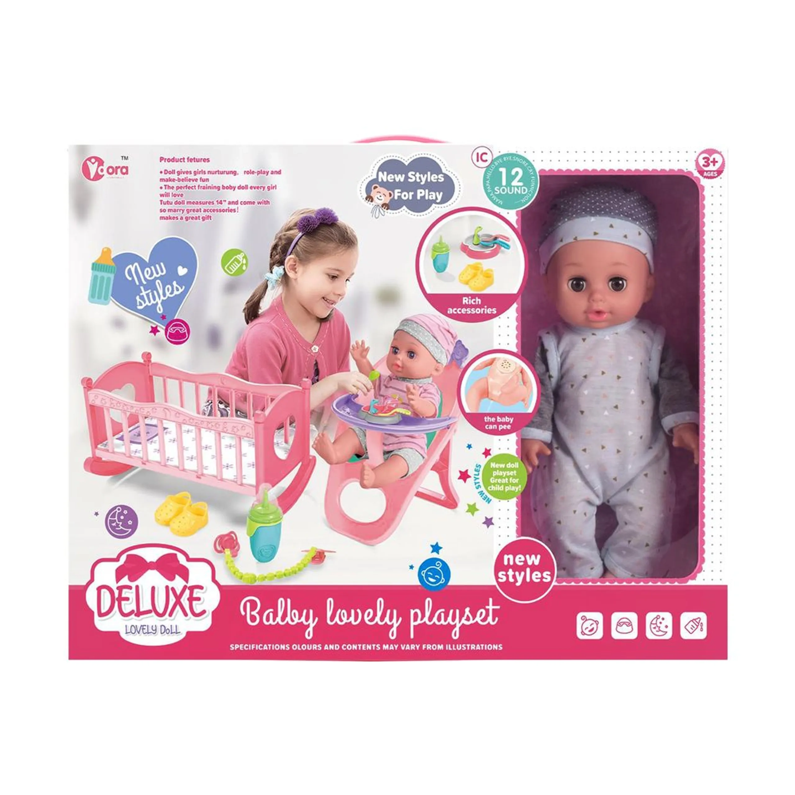 Vdora Dolls Balby Doll Playset - 14" Interactive IC Ages 3+