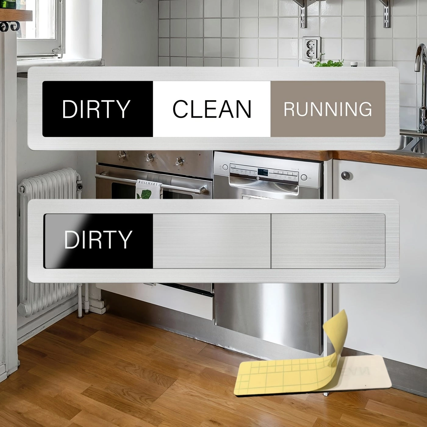 Generic Dishwasher Clean Dirty Indicator - Three Modes Self-Adhesive Operation Status Prompt