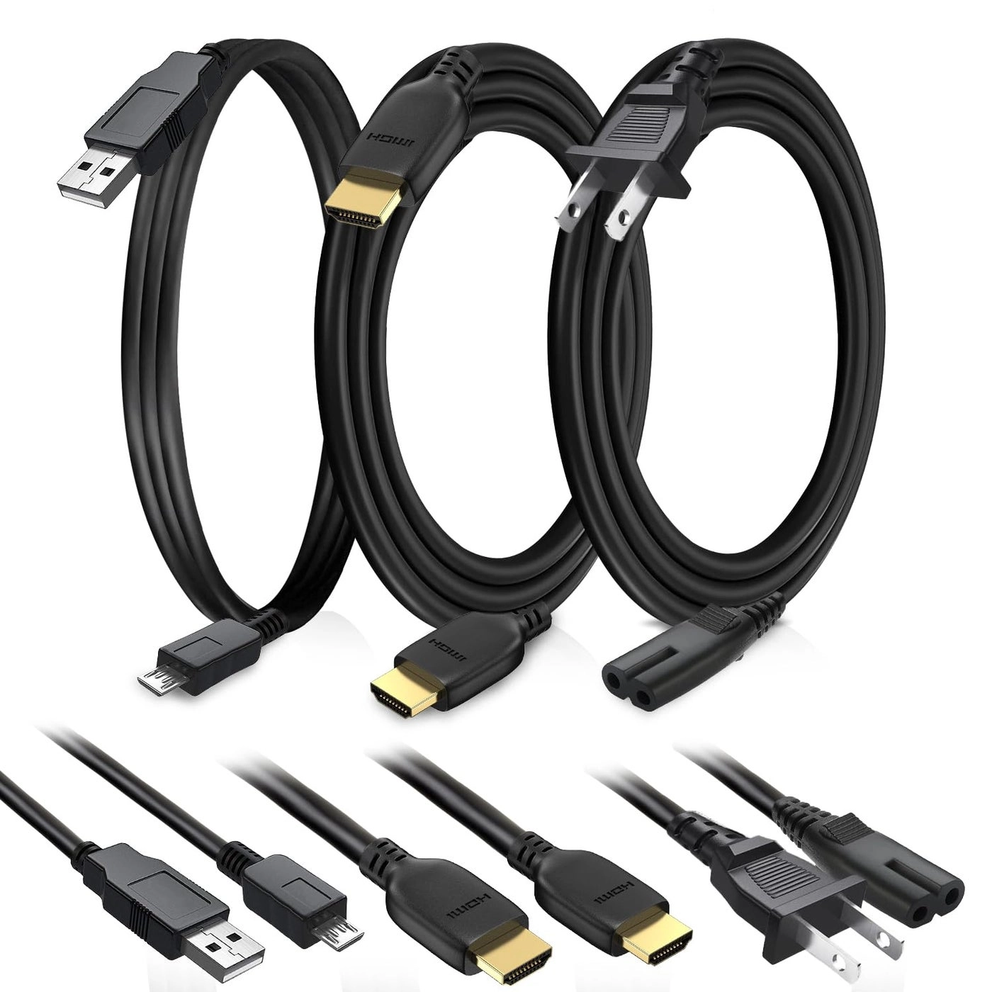 BRENDAZ HDMI Cable - 8K 10-FEET with Ethernet + USB Cable + Power Cord