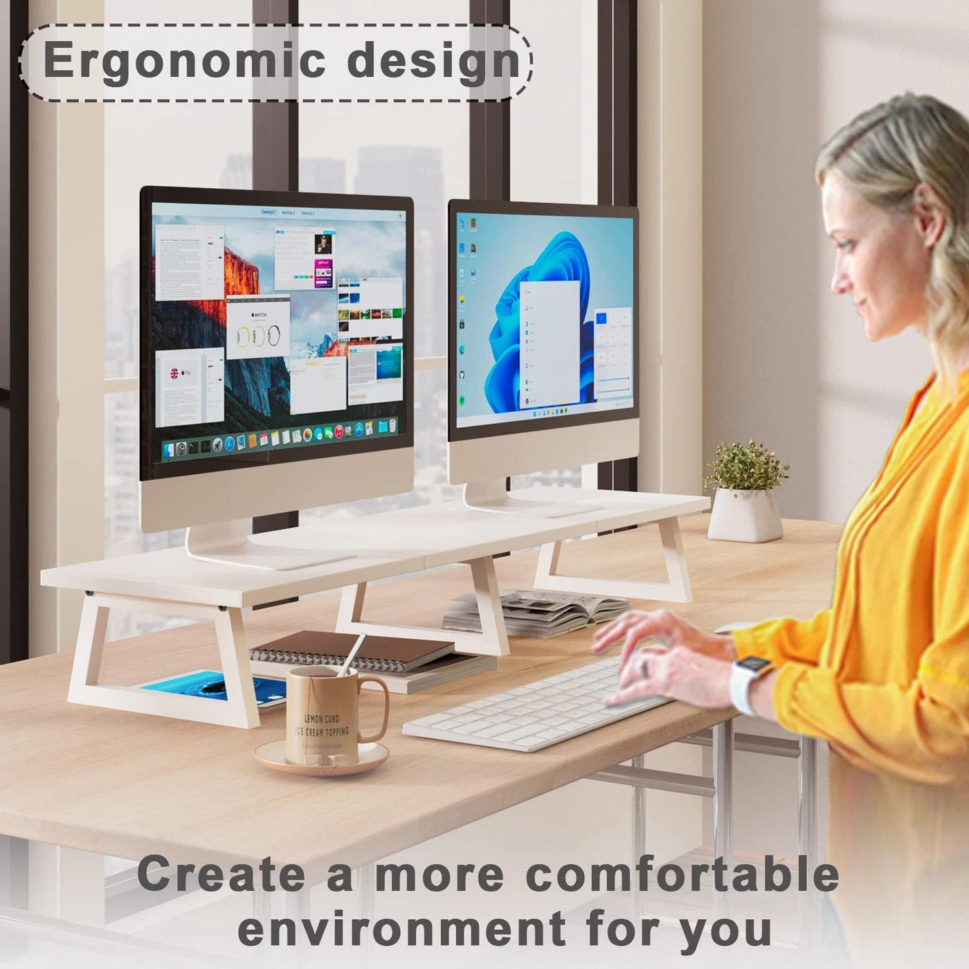 Dual Monitor Stand Riser - 2 Monitors 37 inch