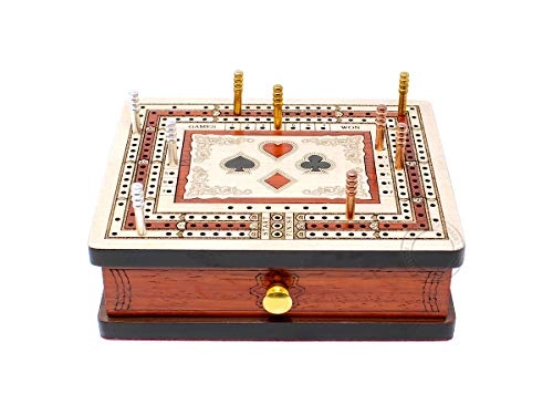 3 Track Non-Continuous Travel Cribbage Board - 60 Points White Maple Inlay Bloodwood