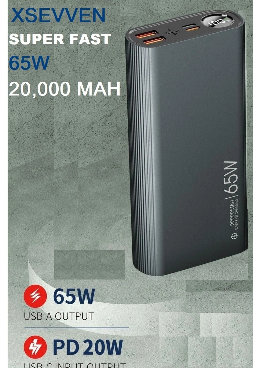 XPOWERBANK - 20000 mAh 65 W Dual QC65W USB-A Ports PD20W USB-C