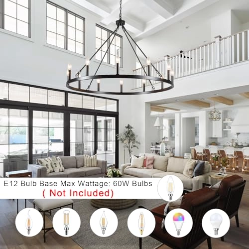 Wagon Wheel Chandelier - 31.49 to 90.55inch