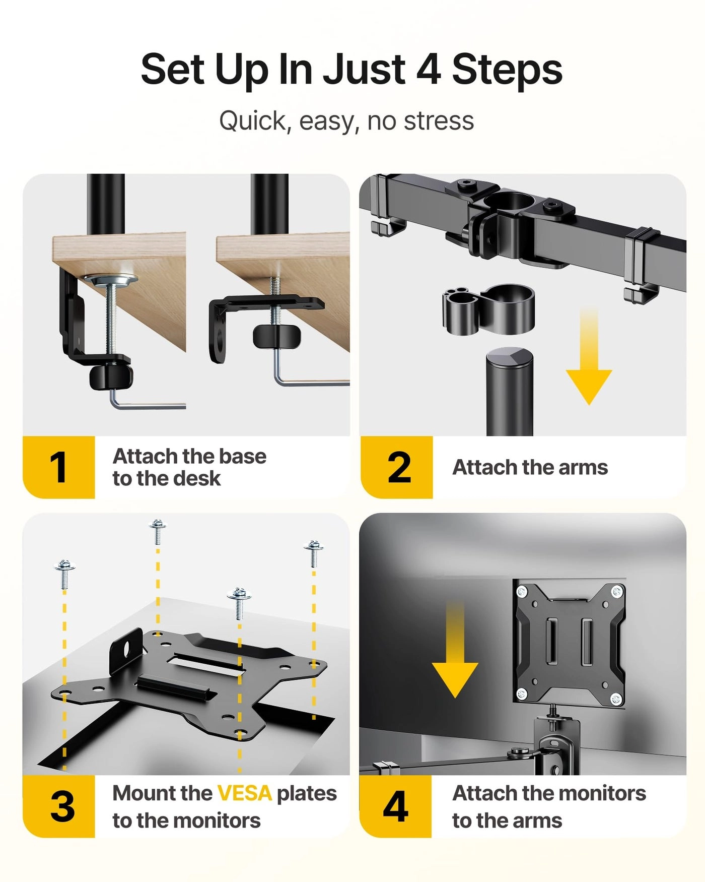 Triple Monitor Stand Mount - 3 17″-32″ VESA 75x75mm/100x100mm