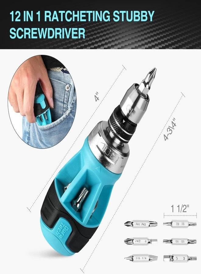 Stubby Ratcheting Multi-Bit Screwdriver (12 Pcs)