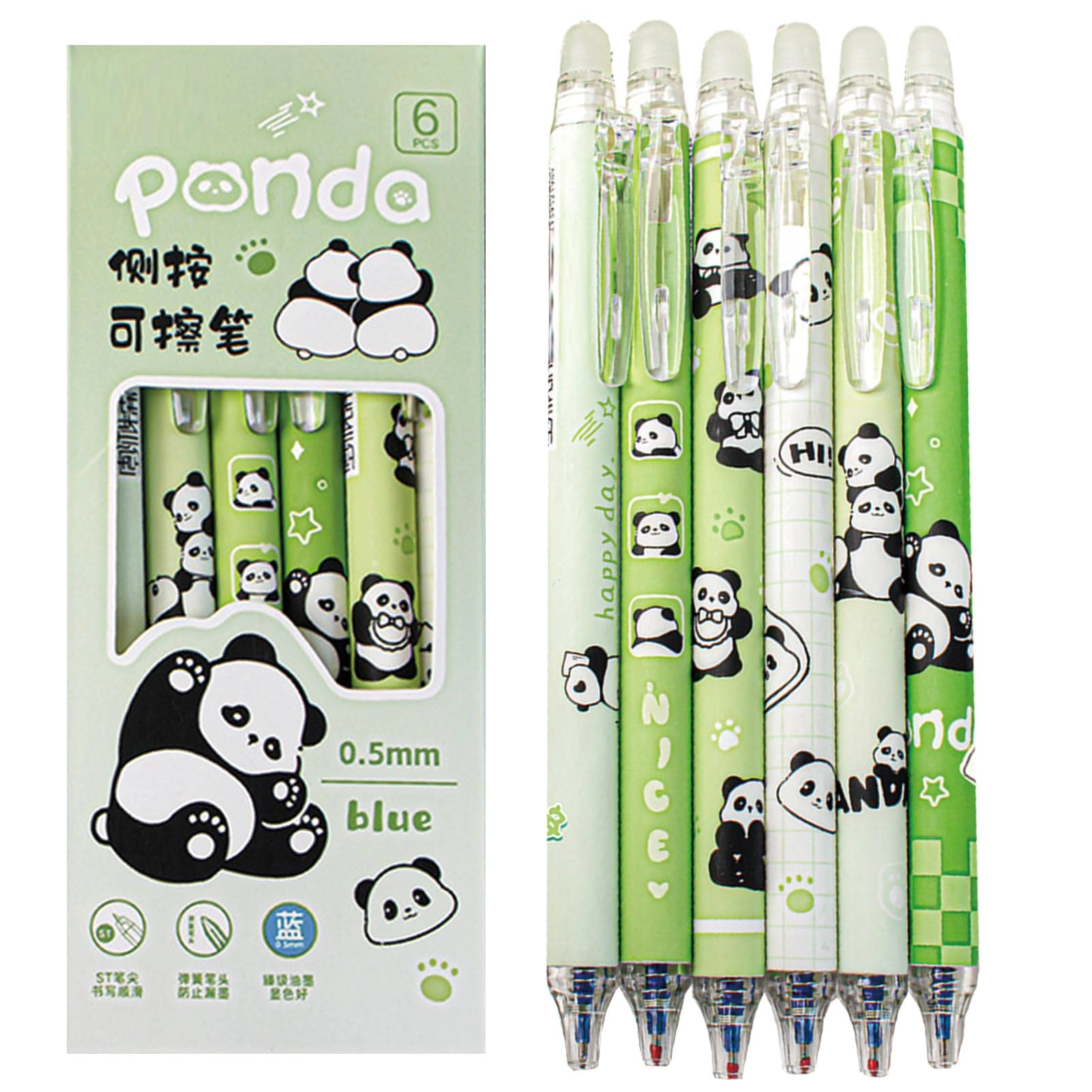 Erasable Retractable Gel Ink Pens - 6 Pcs 0.5mm