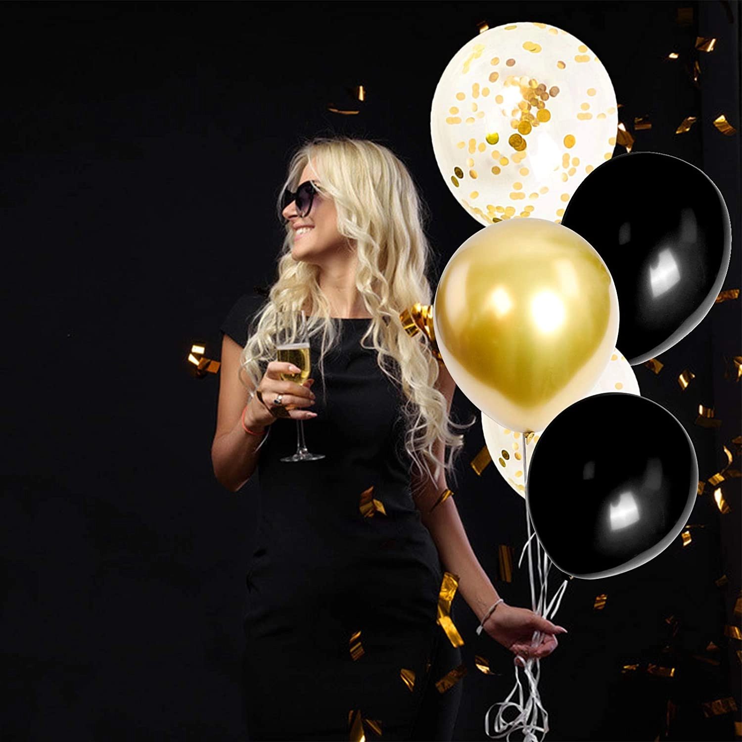 Latex and Confetti Balloons Set - 50-Pieces Birthday