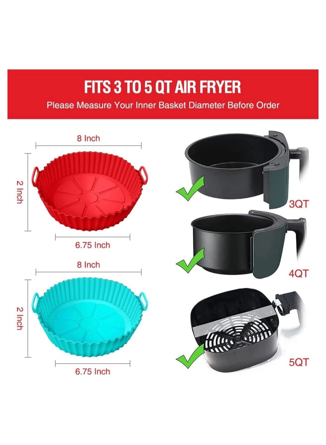 Air Fryer Silicone Liner - food grade silicone 2 piece(s)