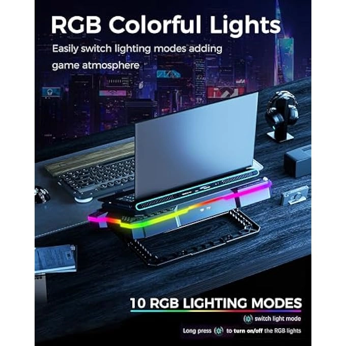 Laptop Cooling Pad Stand - Quiet Fan Height Adjustable USB Interfaces