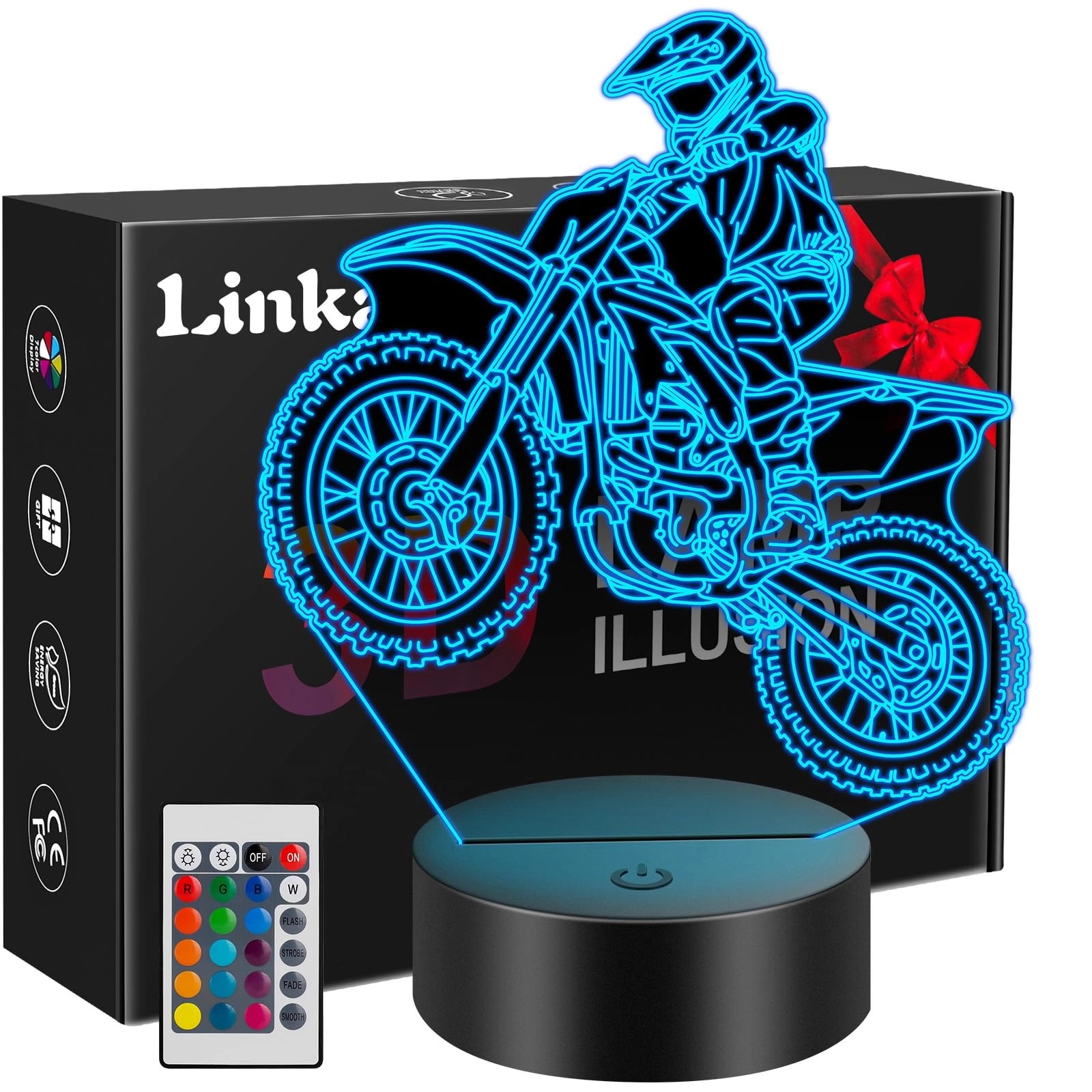 3D Illusion Football Night Light - USB Battery 16 Colors