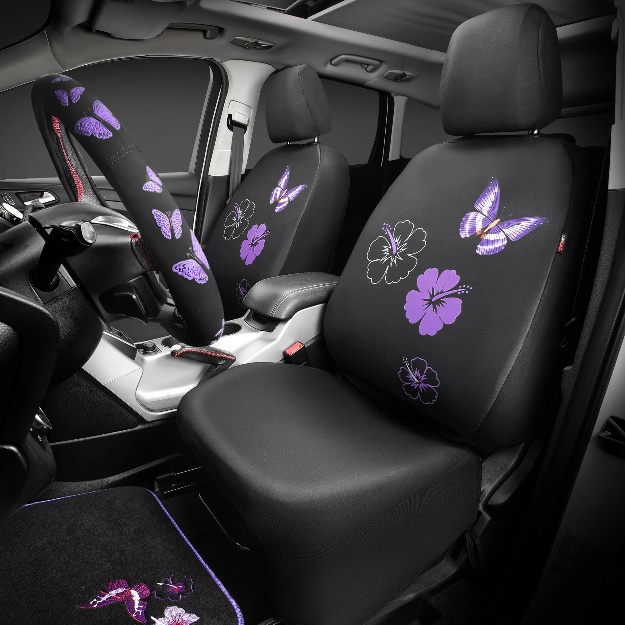 Embroidery Butterfly and Flower Car Floor Mats