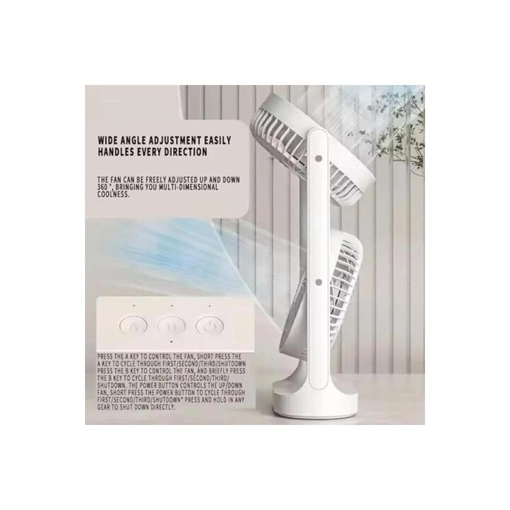 Dual-Head Portable USB Fan - Type-C Charging White