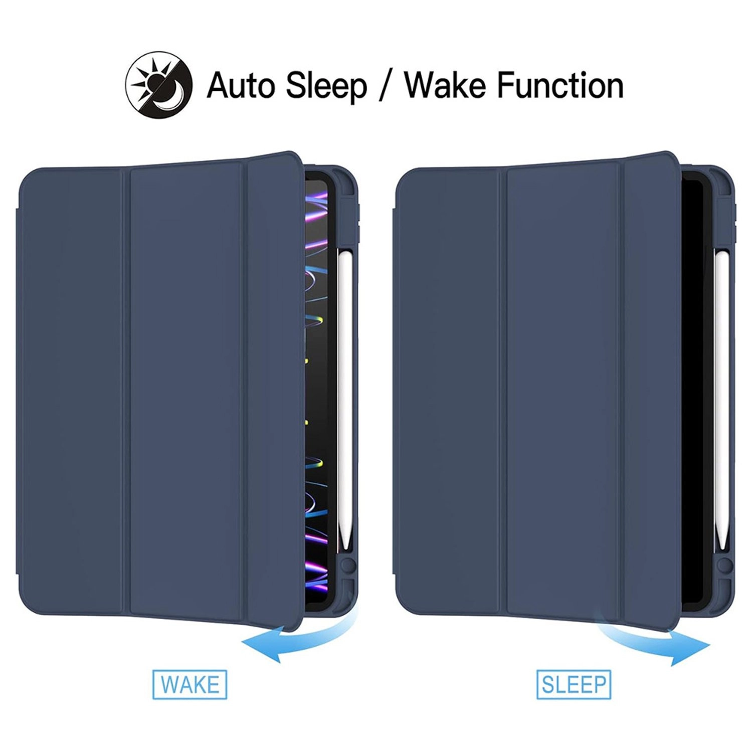 Tri-Fold Book Case with Pencil Holder for iPad Air 13-inch (2024)