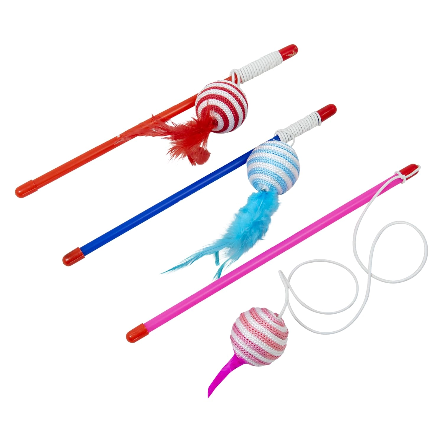 PETSOLUTIONS JACK AND VANILLA FUN DANGLERS - 46 cm Cat and Dog Feather Ball