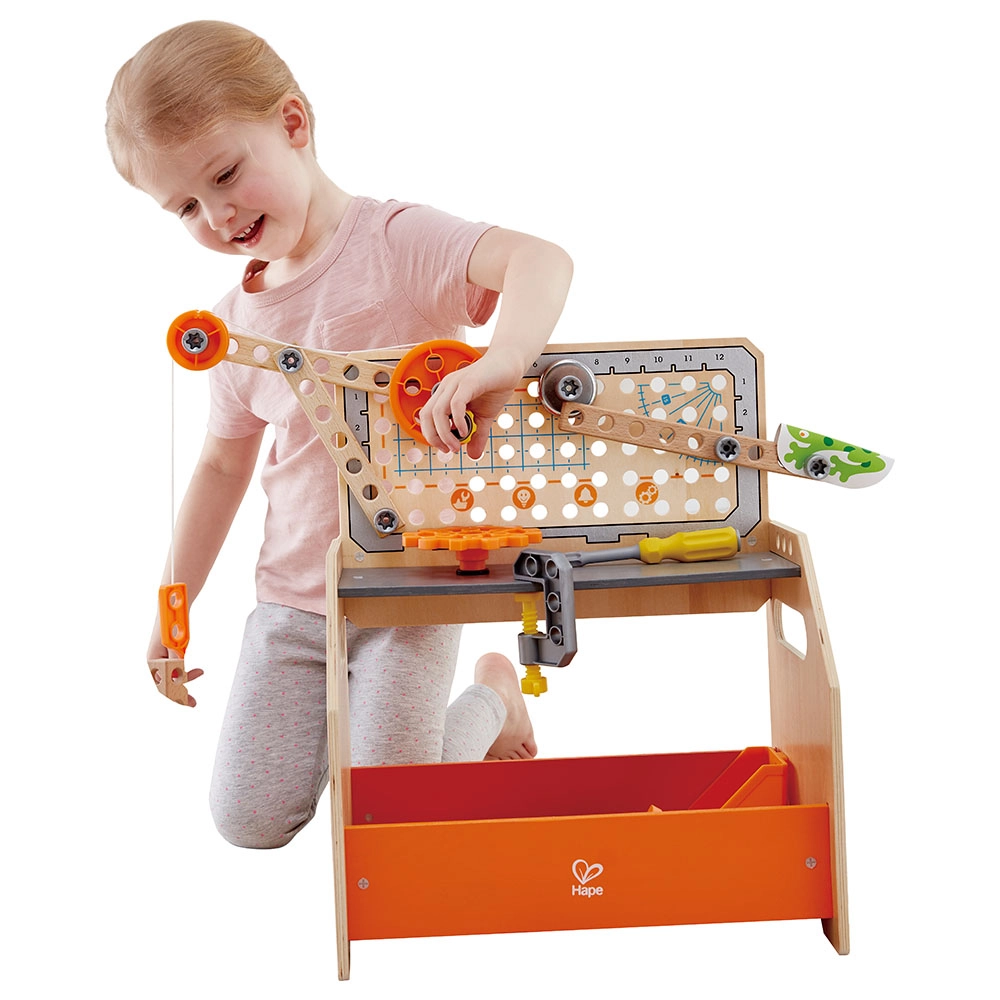 Junior Inventor Discovery Scientific Wooden Workbench - 4 + 58 pieces