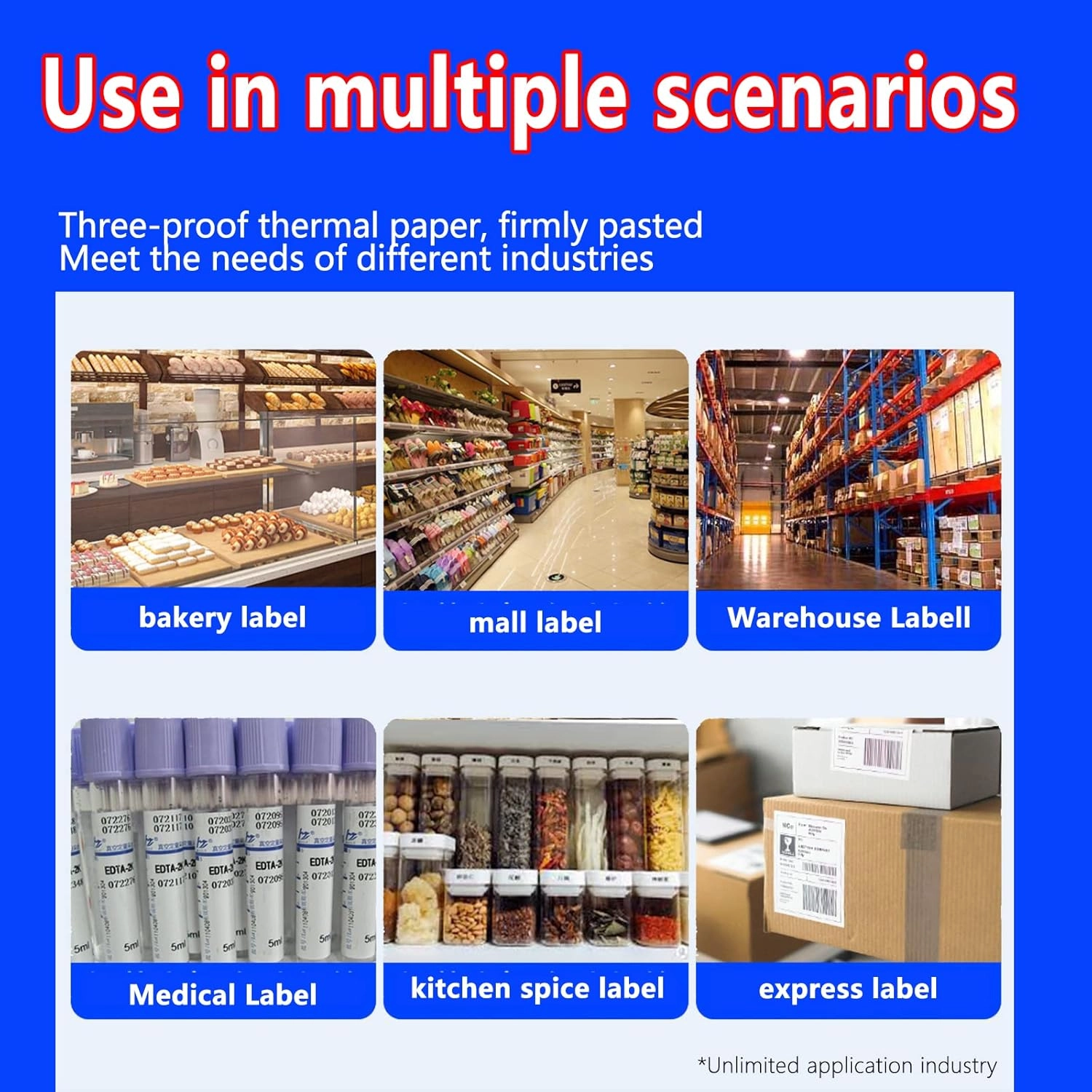Thermal Transfer Barcode Label Stickers - Pack of 6 1.5" × 2.5" (40 × 60 mm)