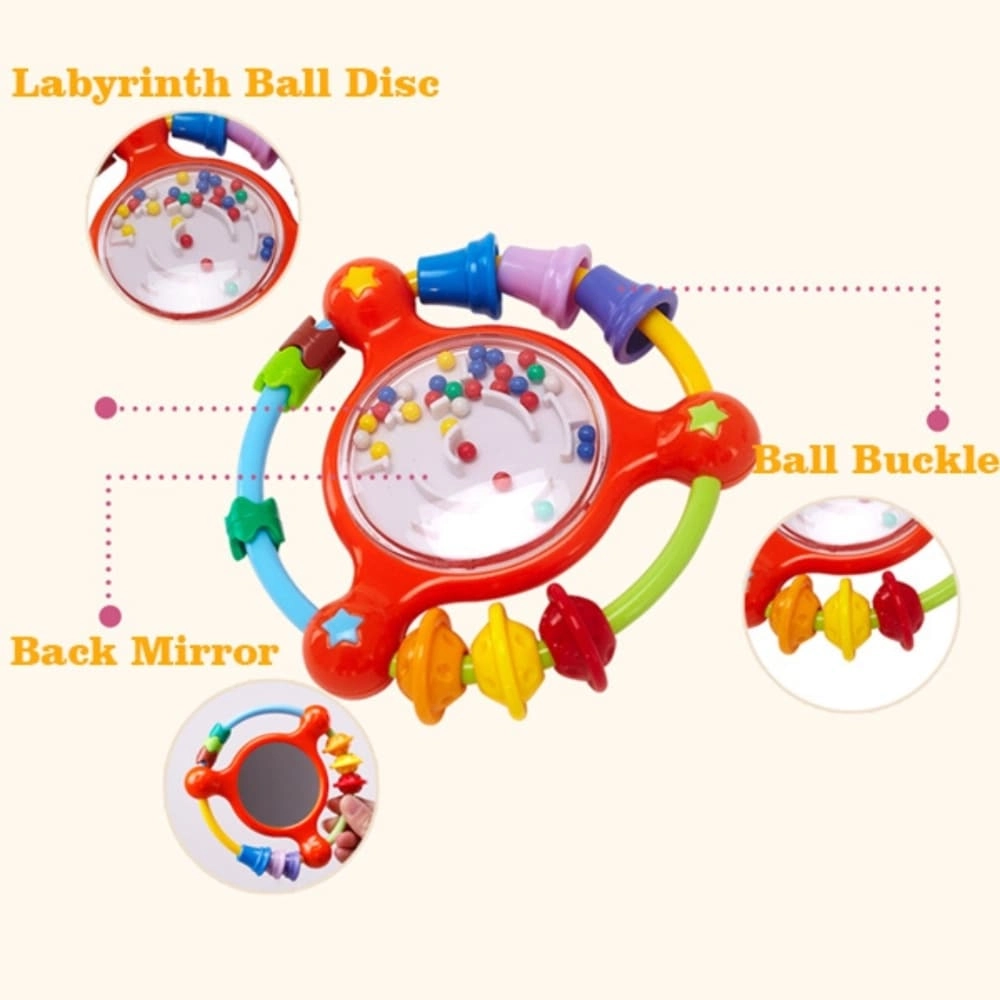 Baby Rattle Spinner - Colorful Yellow Beads
