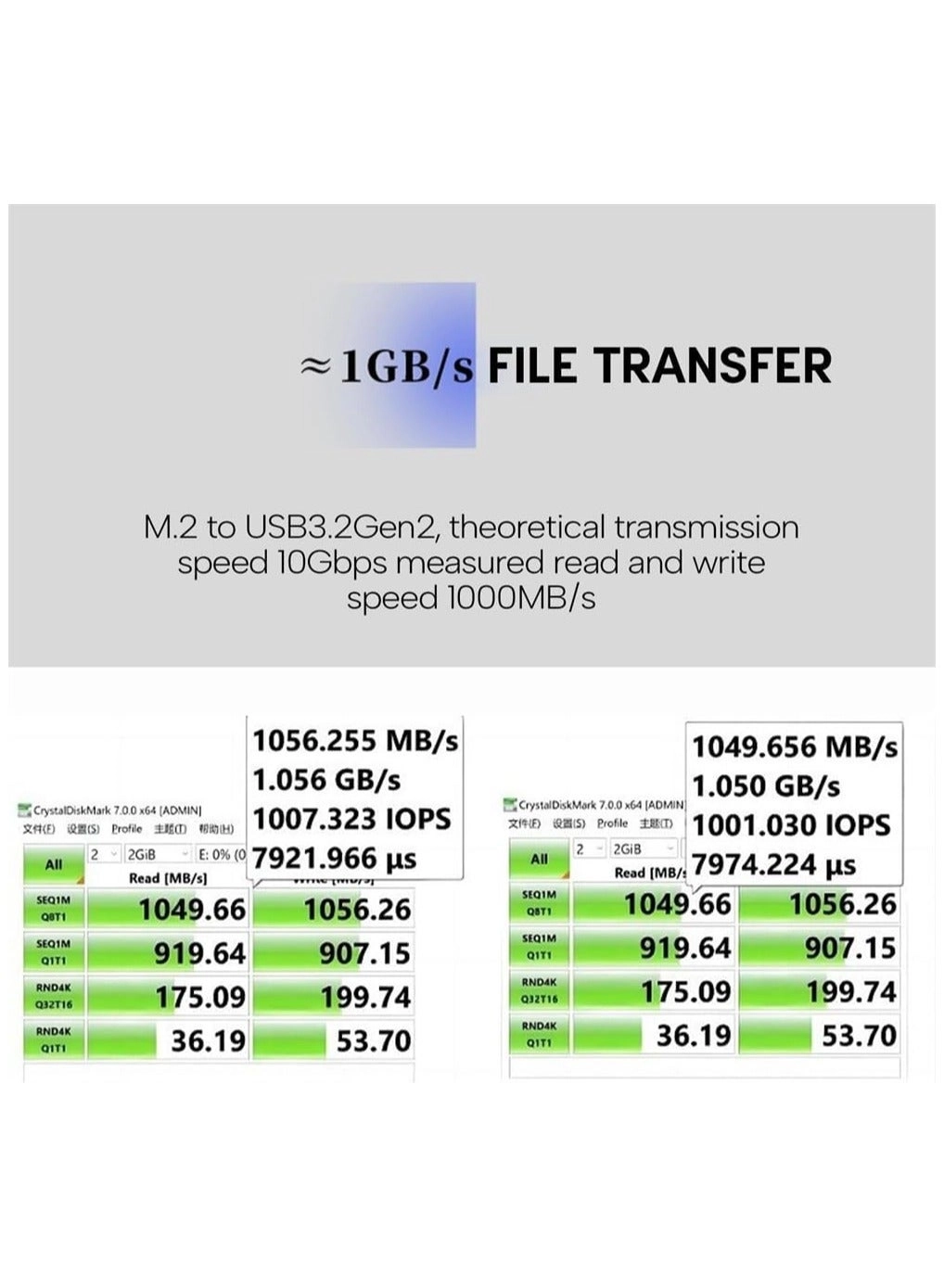 M.2 SSD Enclosure - NVMe SATA Dual Protocol 10Gbps USB-C/A