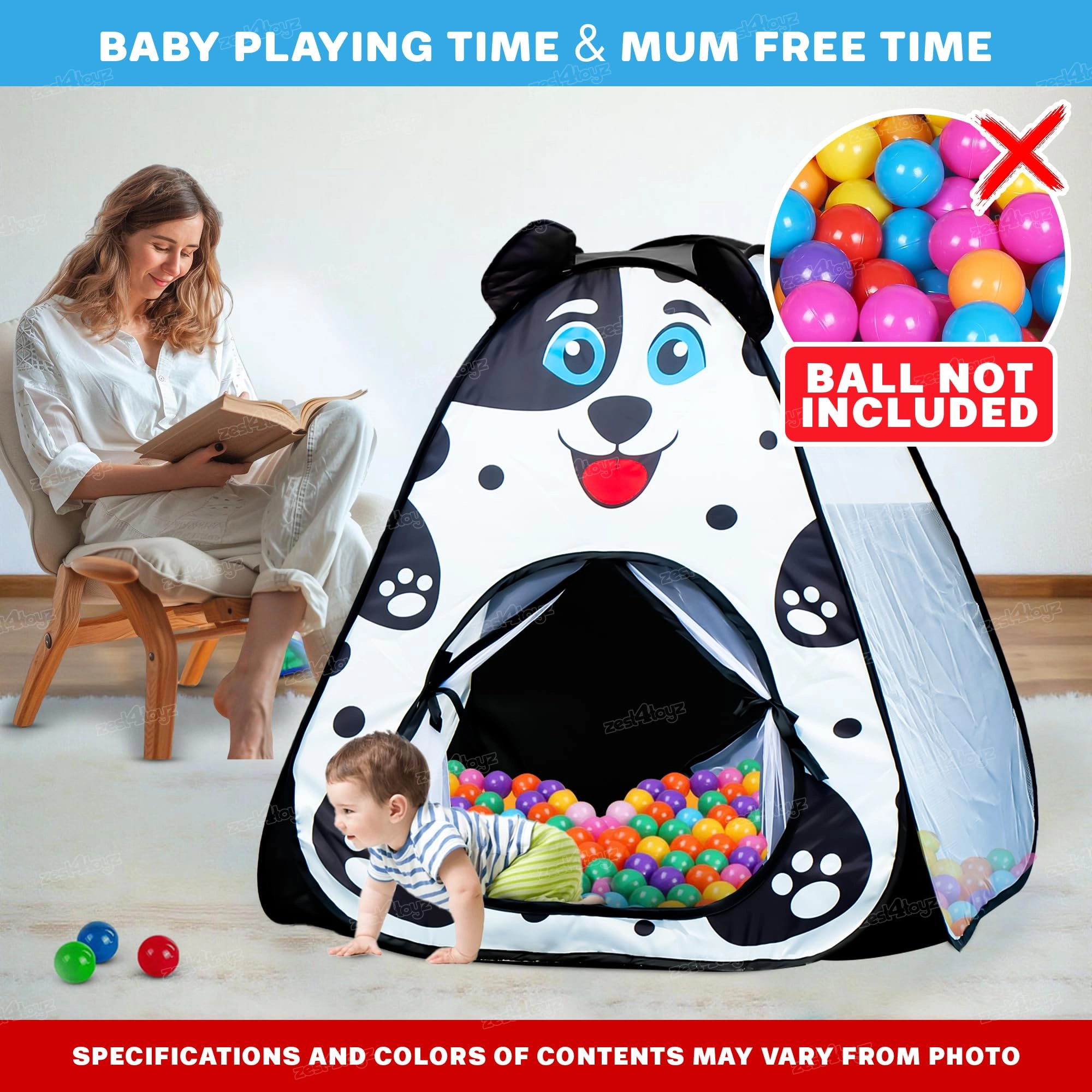 Popup Tent - Black & White 3 to 5 Years