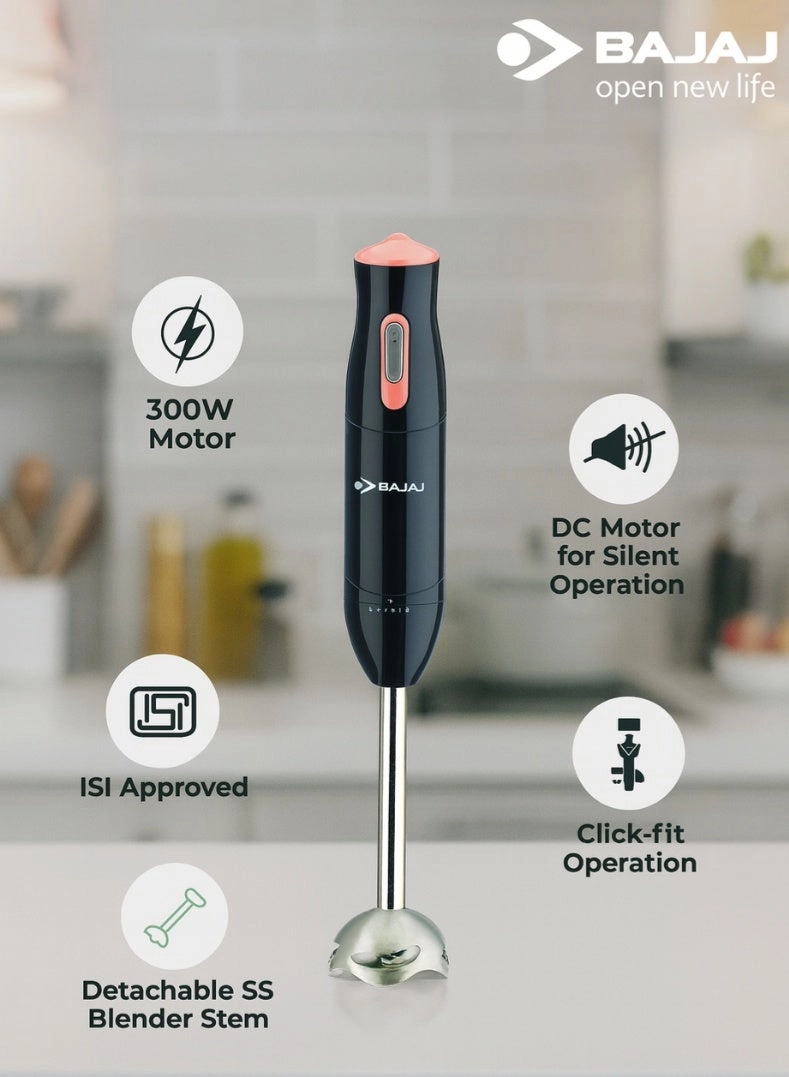 HB 21 Hand Blender - Stainless Steel Blade, Detachable Shaft, Ergonomic Handle