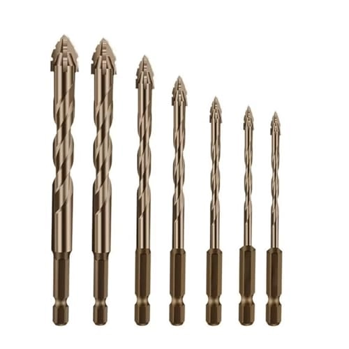 Power Drill Bits Set - Alloy Steel Carbide-Tipped 7-Piece 3-12mm
