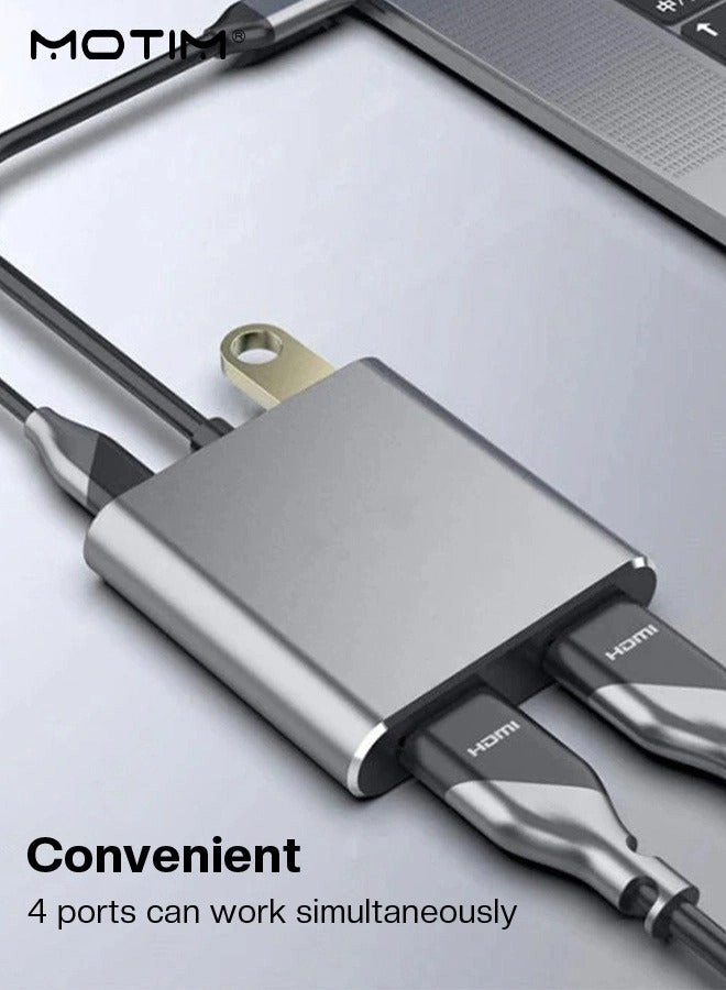 USB C to Dual HDMI Adapter - 4K@30Hz 4 in 1 USB3.0