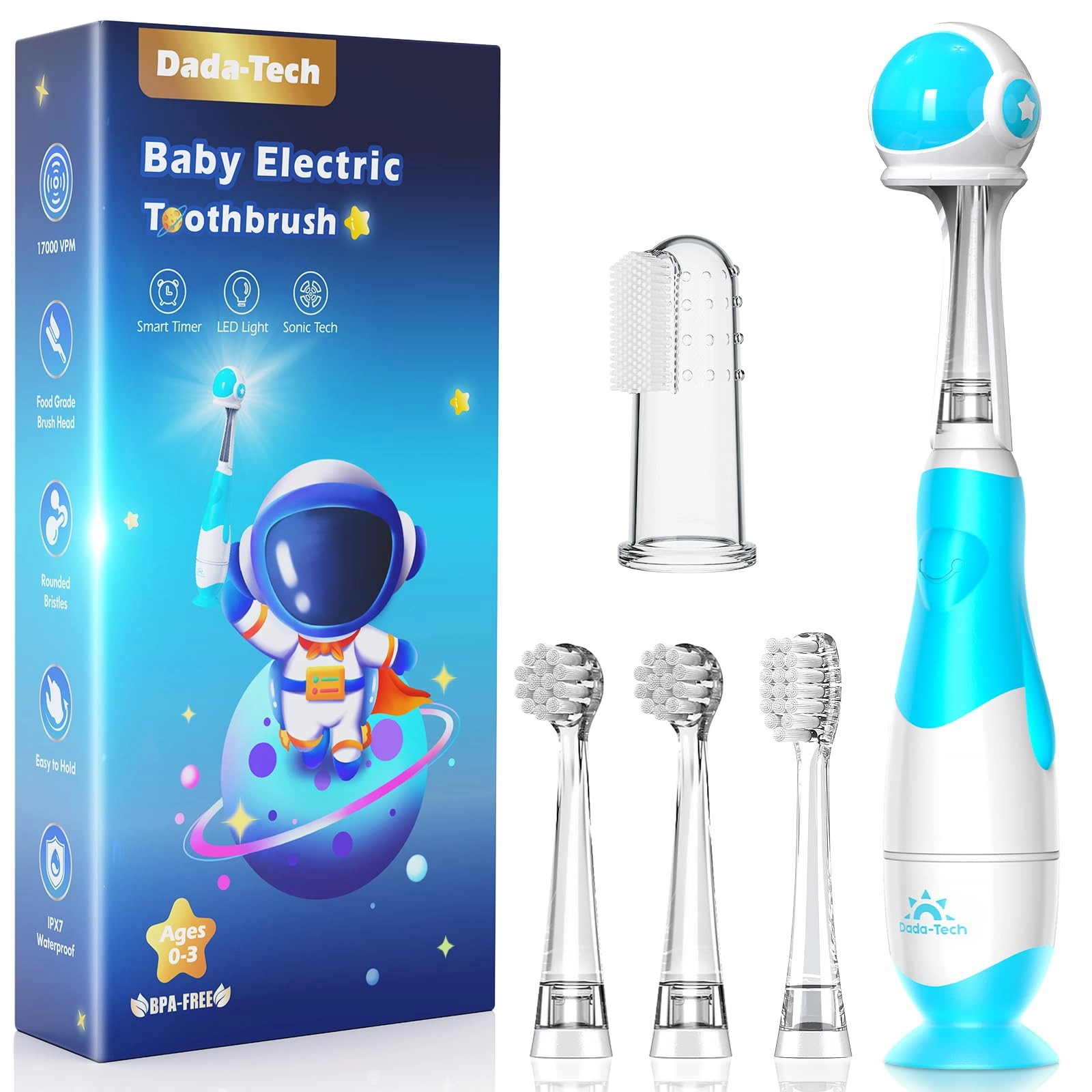 DADA-TECH Baby Electric Toothbrush - Blue Astronaut Battery Powered