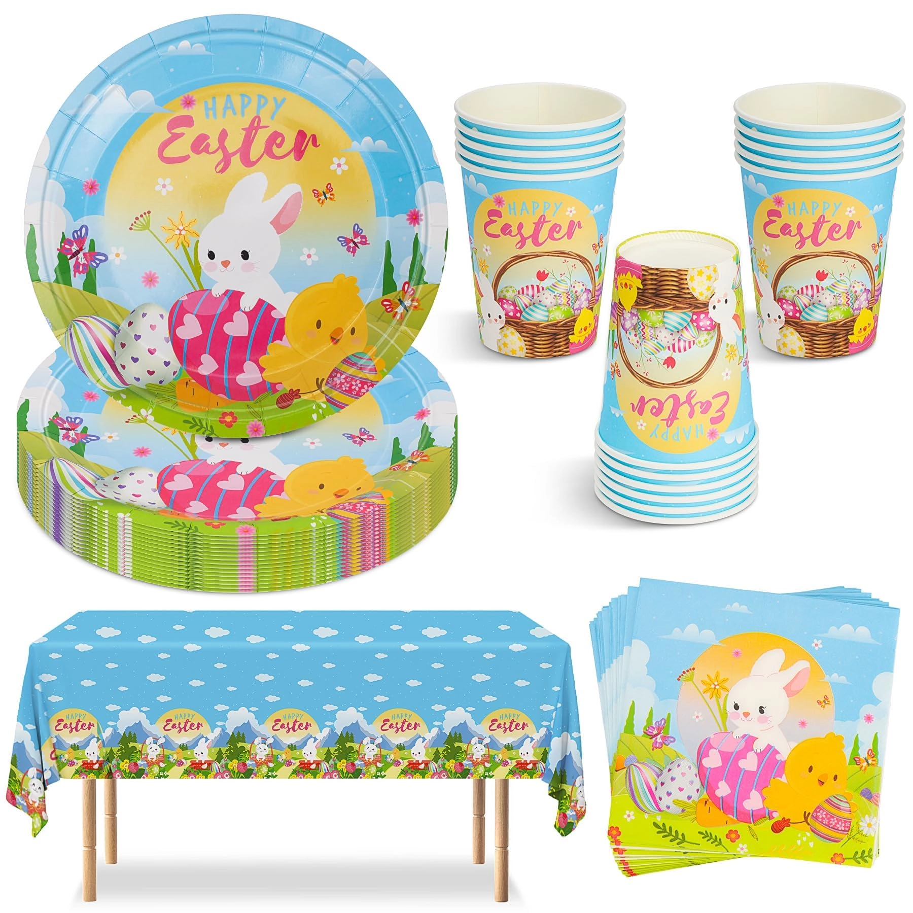 CSYY Easter Party Tableware Set - 53Pcs Easter
