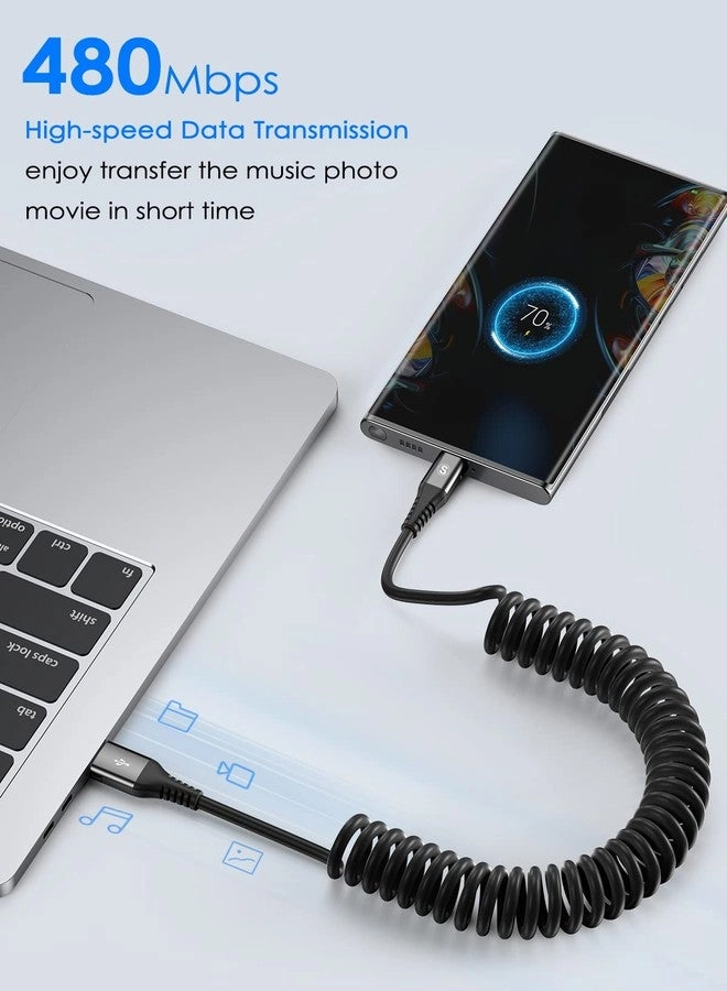 Charge Cable 480Mb/s USB-A to USB-C Coiled