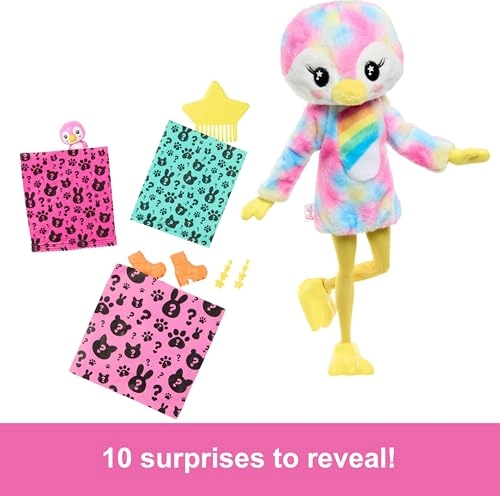 Barbie Cutie Reveal Color Dream Series - Tye-Die Penguin Costume 10 Color Changing Surprise Accessories Ages 3+