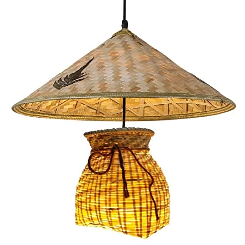 Bamboo Chandelier with Fish Basket