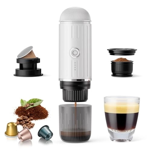 Portable Coffee Maker - 7500mAh Rechargeable Battery Capsules & Powder