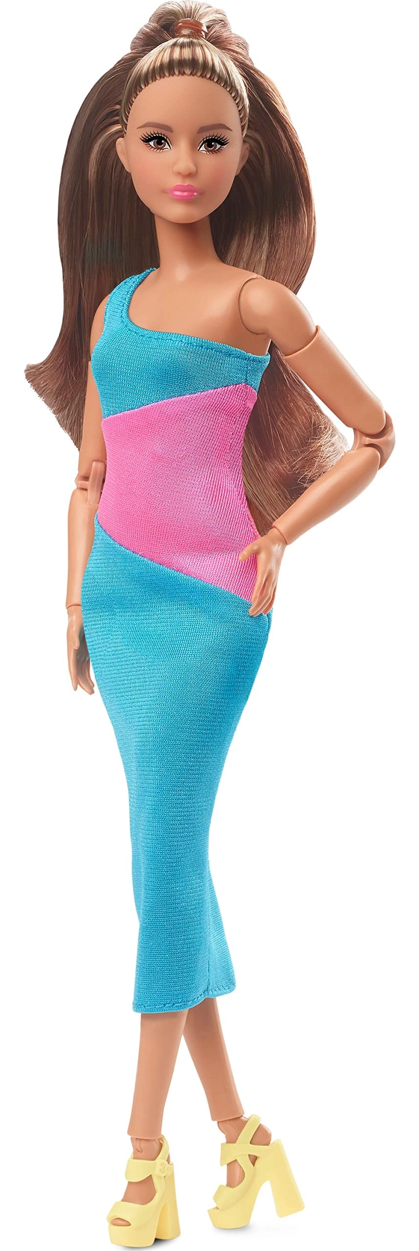 Barbie Looks - Brunette Color Block One-Shoulder Midi Dress Ages 6+