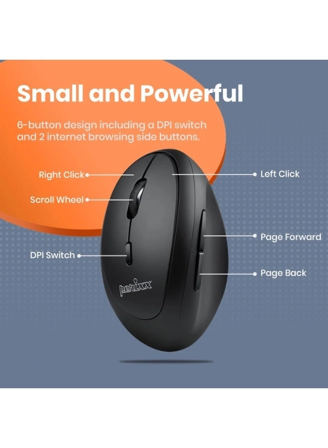 PERIMICE-713L Ergonomic Left-Hand Vertical Mouse - Wireless