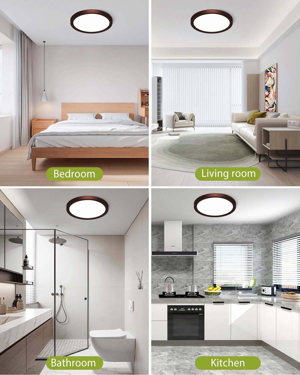 Flush Mount LED Ceiling Light - 3000K 4500K 6000K Dimmable