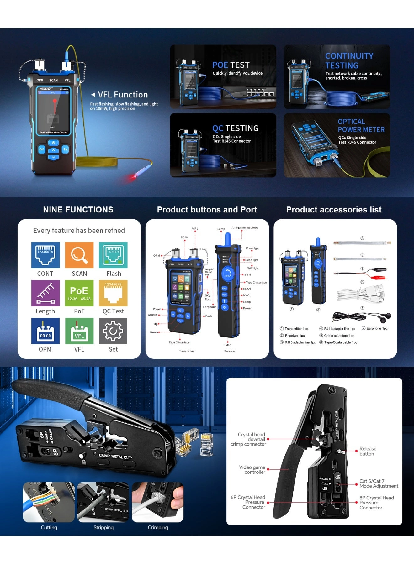 Network Cable Tester - RJ11 RJ45 Continuity testing
