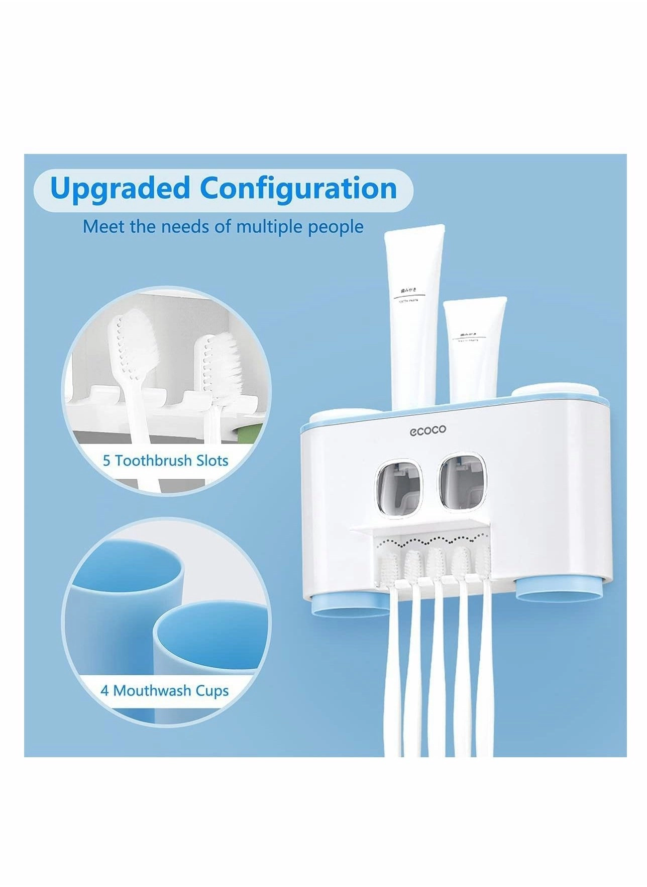 Toothbrush Holder - 5 toothbrush slots Wall Mounted