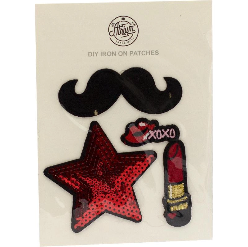 Non Branded Mustache Patch Set - 4 Pieces