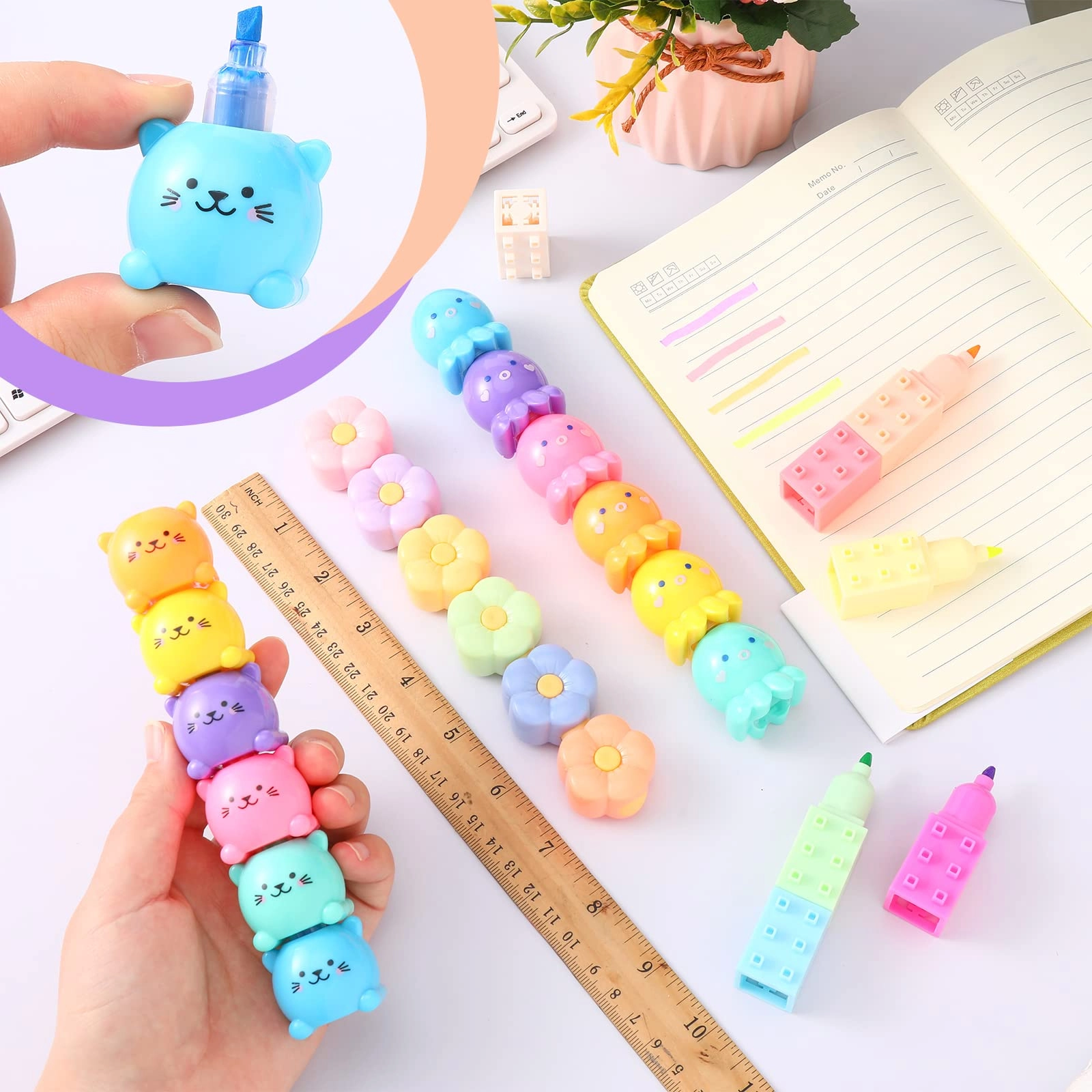 Mini Highlighter Pens - colorful Fine Pack