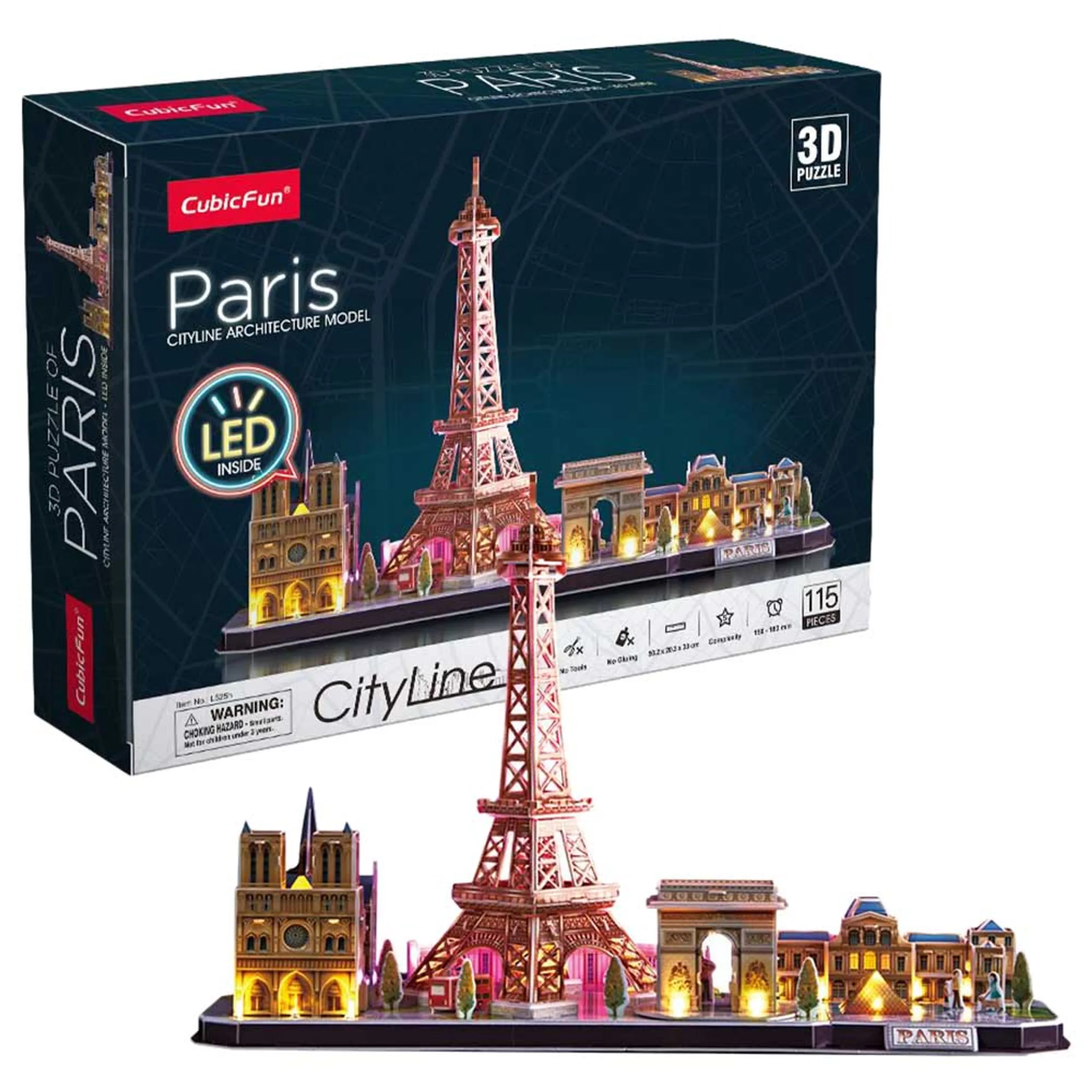 CubicFun City Line Paris 3D Puzzle (ALGT-L525H) - 115 pcs, LED
