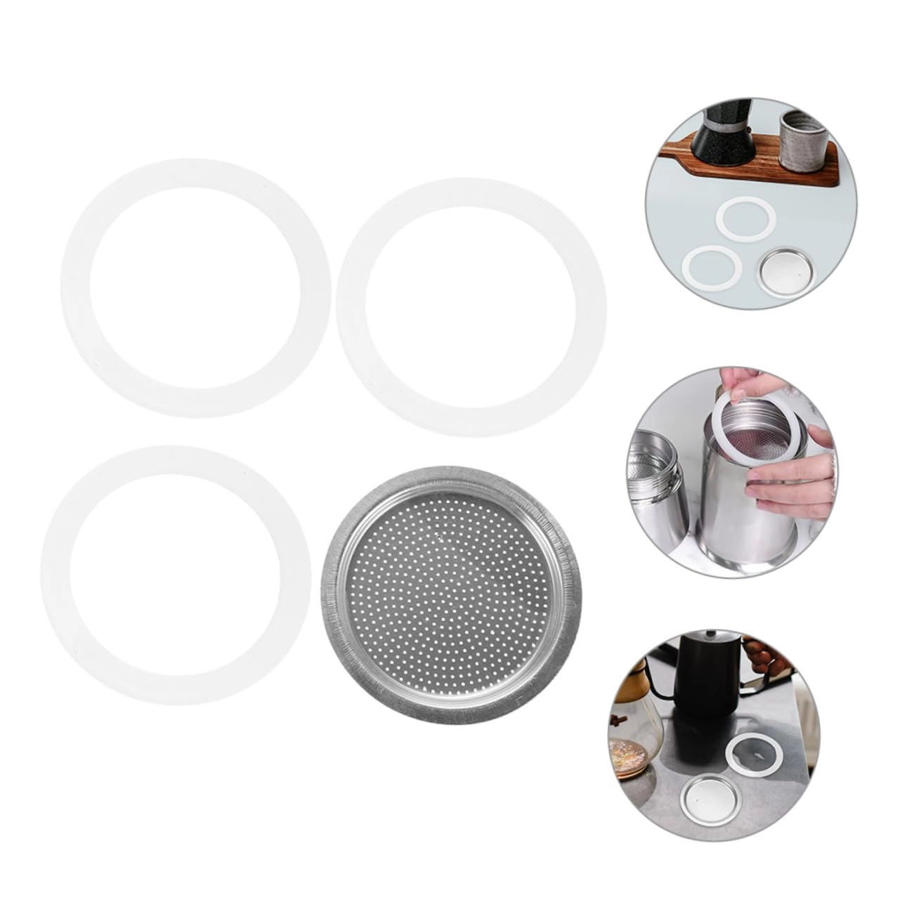 Coffee Pot Gasket - 6.40X5.00X0.20cm + Filter