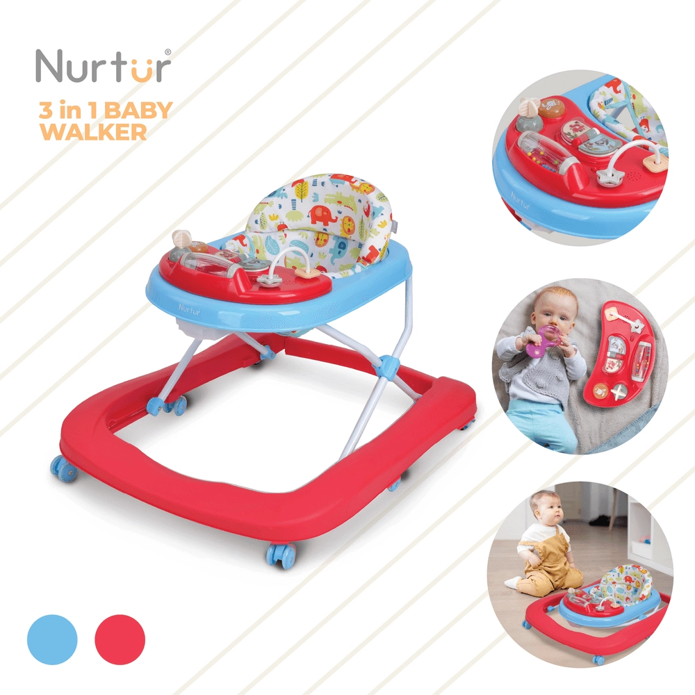 3-In-1 Baby Multi Walker - Music Function Red